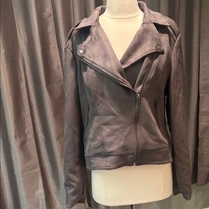 Philosophy Women's Gray Faux Suede Leather Jacket NEW